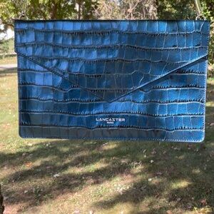 Lancaster Paris Teal Croco-effect handbag, NWOT